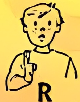 Seña de la letra R